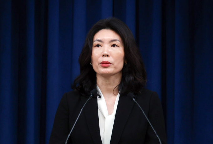 유혜미 대통령실 저출생대응수석비서관이 저출생 대책과 관련해 현금성 지원은 효과가 크지 않다고 밝혔다. 사진은 유 수석이 지난달 25일 서울 용산 대통령실 청사에서 소감을 전하는 모습. /사진=뉴시스