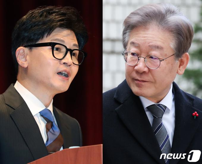 한동훈 국민의힘 비대위원장과 이재명 더불어민주당 대표 (뉴스1 DB)2023.12.28/뉴스1
