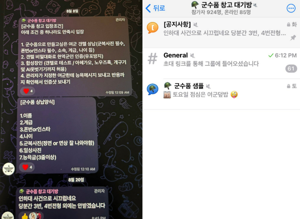 여군을 대상으로 한 딥페이크가 운영되고 있다는 사실이 드러나자 군성폭력상담소가 입장을 내놓았다. 사진은 여군을 대상으로 한 불법합성물 채널이다. /사진=엑스(X·옛 트위터) 갈무리