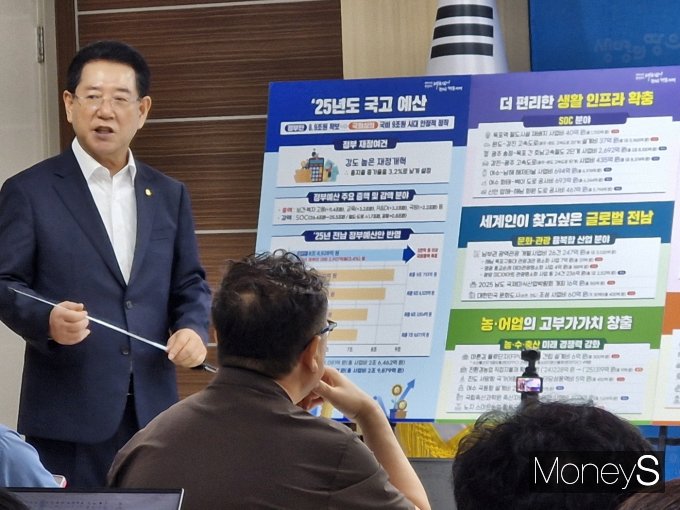 김영록 전남지사가 27일 도청 브리핑룸에서 2025년 국고 건의 정부예산 반영 성과 관련 언론 브리핑을 하고 있다./홍기철기자