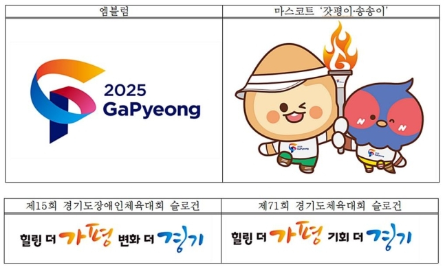 2025∼2026년 경기도체전 엠블럼·마스코트·슬로건. / 자료제공=가평군 