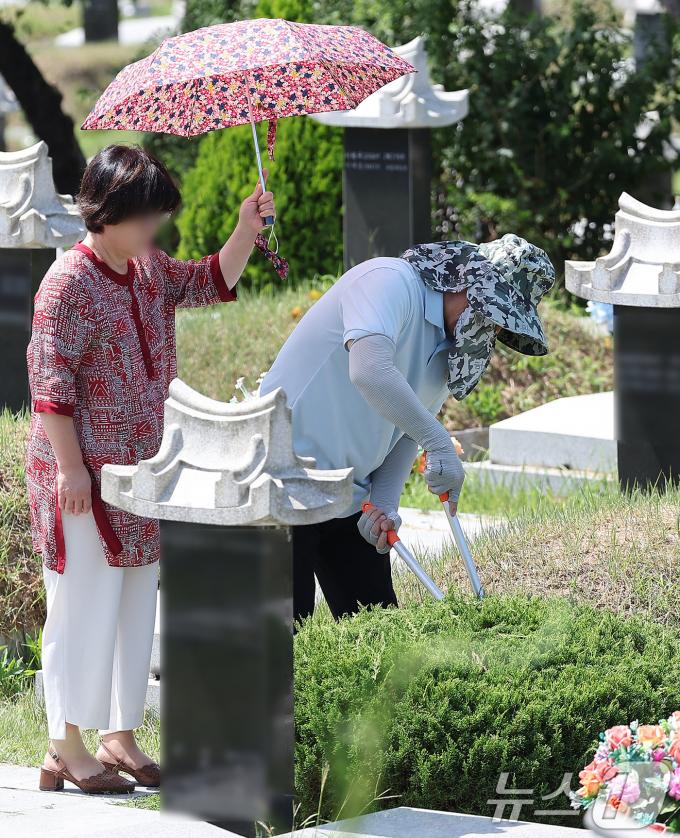 [사진] 벌초하는 성묘객들
