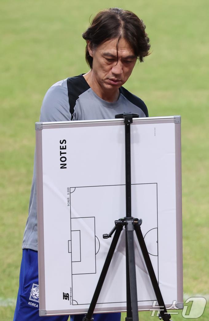[사진] 홍명보, 팔레스타인전 필승 전략은?