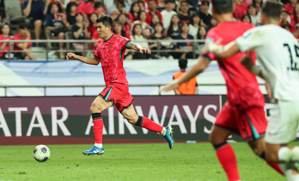 지난 5일 김민재가 팔레스타인과의 경기 종료 후 관중석의 팬들과 충돌했다. 사진은 팔레스타인 전 김민재의 모습. 사진=뉴스1