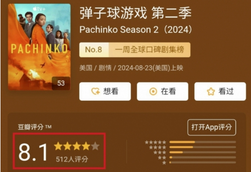 중국에서 애플TV 드라마 '파친코 시즌 2'를 또다시 훔쳐보는 등 K콘텐츠가 불법으로 유통되고 있어 논란이다. 사진은 중국에서 불법으로 유통되고 있는 '파친코'의 모습. /사진=머니투데이(더우반)