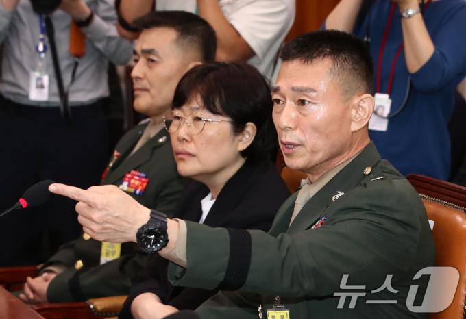 임성근 전 해병대 1사단장이 지난 7월 서울 여의도 국회 법제사법위원회에서 열린 '윤석열 대통령 탄핵소추안 즉각 발의 요청에 관한 청원 1차 청문회'에 출석해 발언하고 있다. 2024.7.19/뉴스1 ⓒ News1 이광호 기자