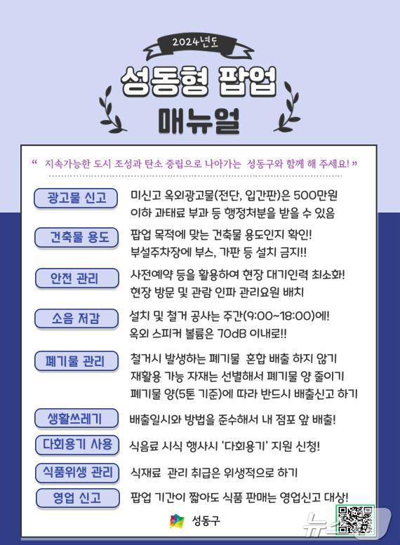 성동구청이 발표한 팝업스토어 매뉴얼 (성동구청 제공)