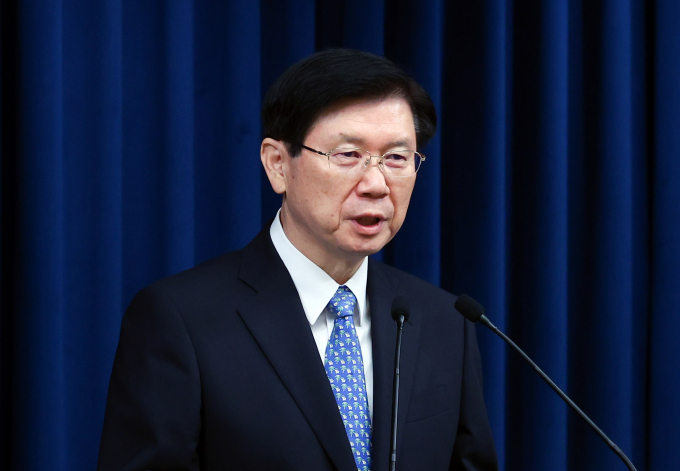 윤석열 대통령이 신임 대통령 경호처장으로 경찰 출신인 박종준 전 경호처 차장을 임명했다. 사진은 박 전 경호처 차장이 9일 서울 용산 대통령실 청사에서 소감을 밝히는 모습. /사진=뉴시스