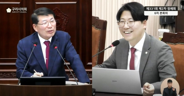 백경현 구리시장(왼쪽)과 김한슬 구리시의회 의원(사진=구리시의회). / 사진젝송=구리시의회