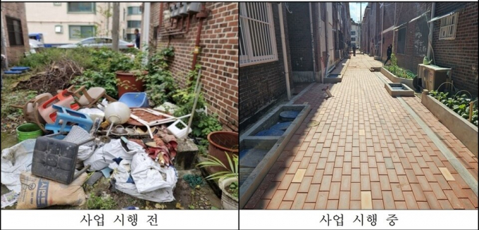 '퇴계원리 도시취약지역 생활여건 개조사업’ 전(왼쪽)과 후(오른쪽). / 사진제공=남양주시