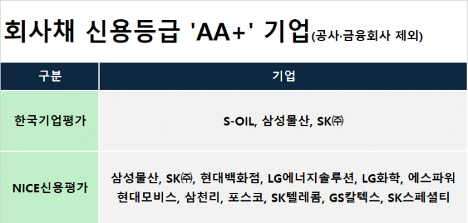 고려아연이 한국기업평가와 NICE신용평가 두 곳으로부터 장기 신용등급 'AA+'를 받았다. / 표=고려아연