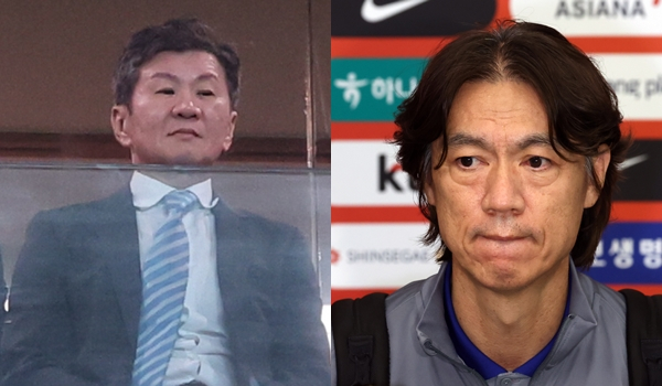 정몽규 대한축구협회회장과 홍명보 축구국가대표팀 감독이 국회에 선다. 사진은 왼쪽부터 정몽규 회장, 홍명보 감독. /사진=뉴스1