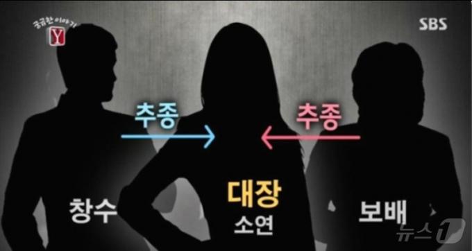 교생실습 때 남학생 제자와 부적절한 관계를 맺었던 B(가운데)는 자신을 믿고 의지하는 친구 A(오른쪽)와 남자친구를 이용해 제자에게 '공부하라'며 폭행을 가했다. (SBS 갈무리) ⓒ 뉴스1