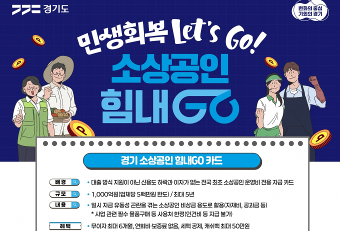 경기도가 민생회복을 돕기 위해 추진하는 '소상공인 힘내Go! 프로젝트' 안내 포스터.