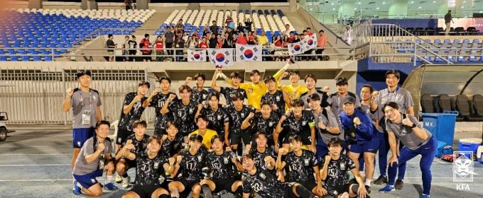 아시아축구연맹(AFC) 20세 이하(U20) 아시안컵 예선을 통과한 19세 이하(U19) 축구대표팀. (대한축구협회 제공)