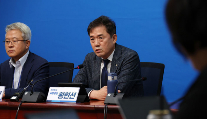 사진은 29일 서울 여의도 국회에서 기자간담회를 진행하는 황현선 조국혁신당 사무총장. /사진=뉴시스