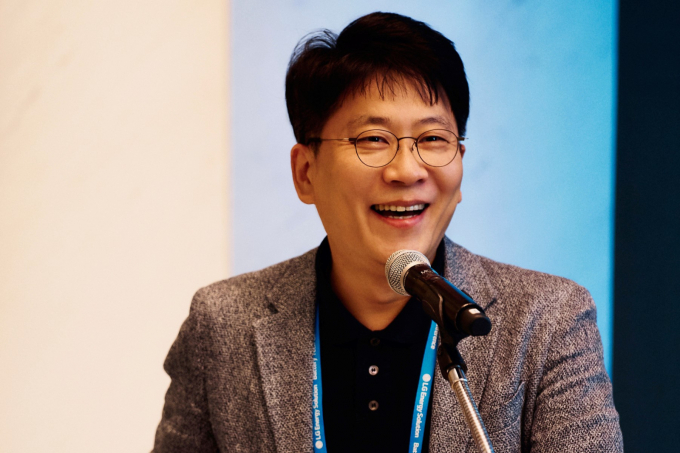 김동명 LG에너지솔루션 사장이 인재 채용 행사 'BTC in 서울'에서 발표하고 있다. /사진=LG에너지솔루션