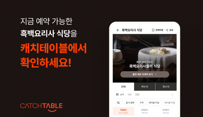 캐치테이블은 흑백요리사에 출연한 셰프들이 운영하는 식당을 예약할 수 있도록 관련 섹션을 마련했다. /사진=캐치테이블