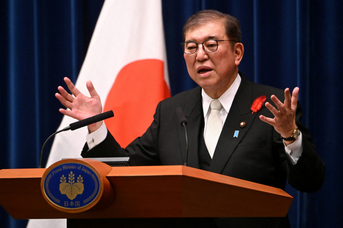 이시바 시게루 일본 총리가 미국, 한국과의 외교 관계의 중요성을 강조했다. 사진은 이시바 총리가 지난 1일(현지시각) 일본 도쿄 총리실에서 기자회견 하는 모습. /사진=로이터
