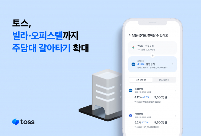 토스가 빌라·오피스텔까지 '주택담보대출 갈아타기' 서비스를 확대했다./사진=토스