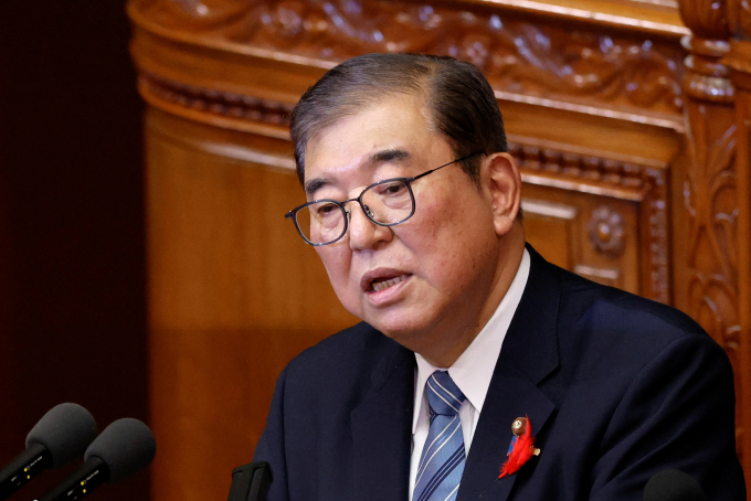 일본 언론 매체인 아사히TV는 4일(이하 현지시각) 이시바 사게루 일본 총리가 북한 납치 문제 해결을 위해 일본 도쿄-북한 평양 연락사무소 개설 검토 지시를 내렸다고 보도했다. 사진은 이시바 총리가 4일 일본 도쿄 국회에서 연설 중인 모습. /사진=로이터