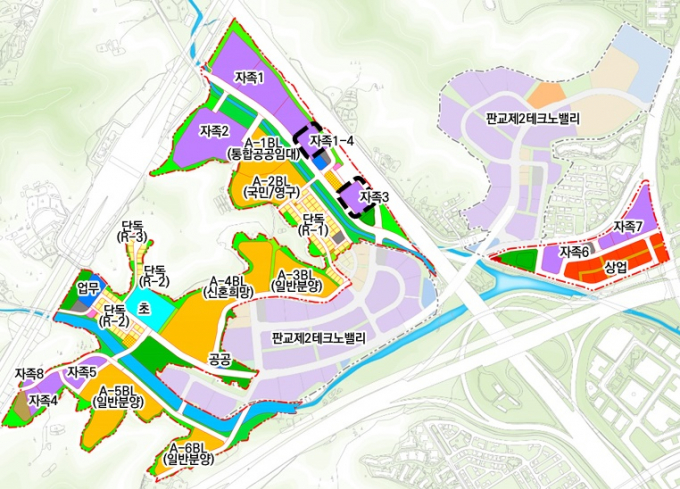 2025년 착공예정인 제3판교 테코노밸리 부지 배치도. 자료제공=경기도