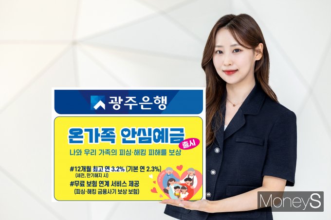 광주은행 홍보 모델이 가족의 피싱·해킹 피해를 보상받을 수 있는 '온가족 안심예금' 출시를 알리고 있다/사진=광주은행 제공. 