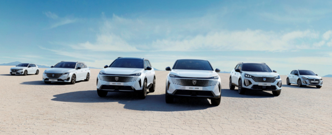 사진자료-푸조 전기 라인업 (왼쪽부터 푸조 E-308, E-308SW, E-5008 SUV, E-3008 SUV, E-2008 SUV, E-208) /사진=푸조