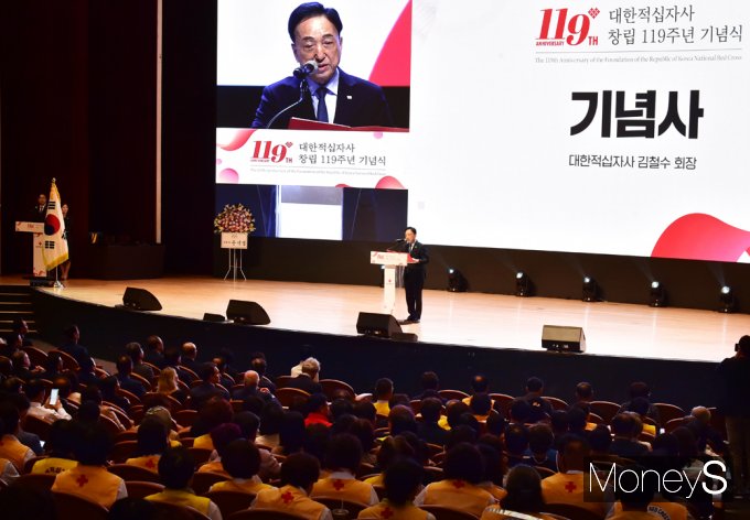 [머니S포토] 대한적십자 119주년 창립기념식, 김철수 회장의 기념사