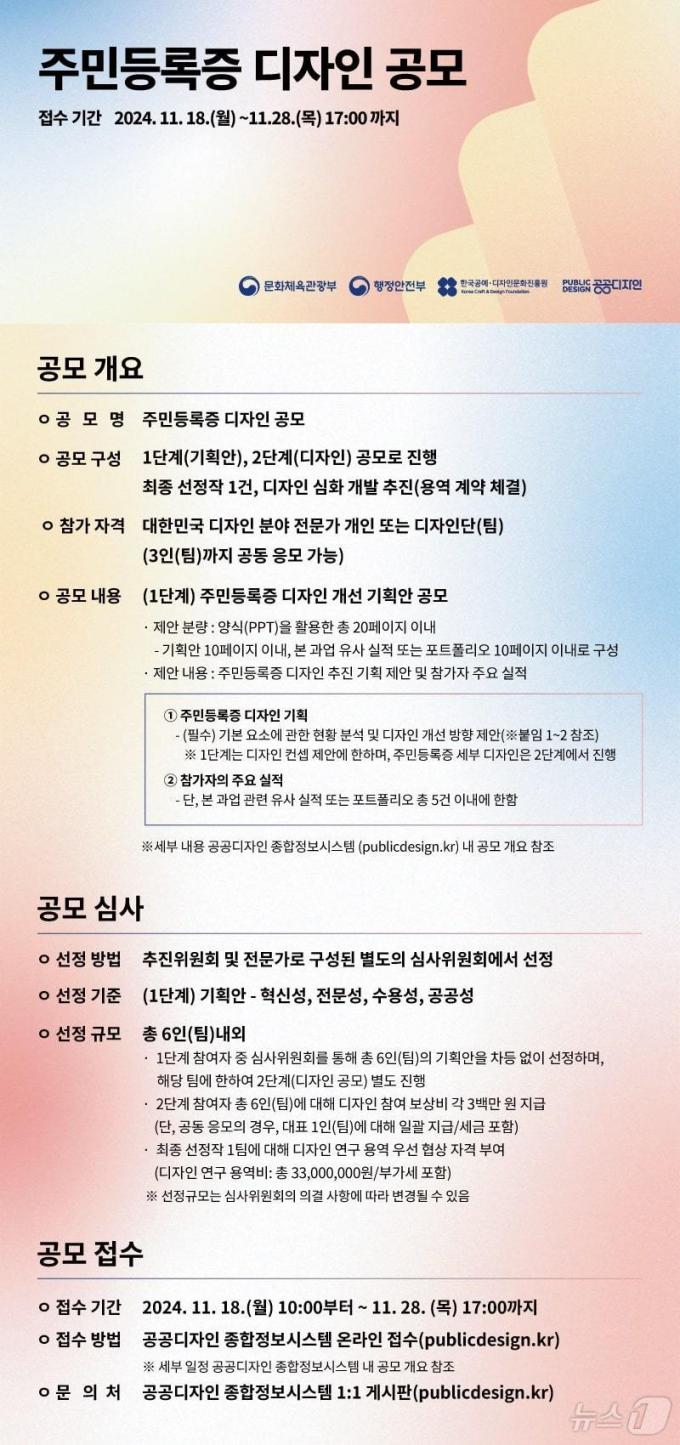 주민등록 디자인 공모. (행안부 제공)