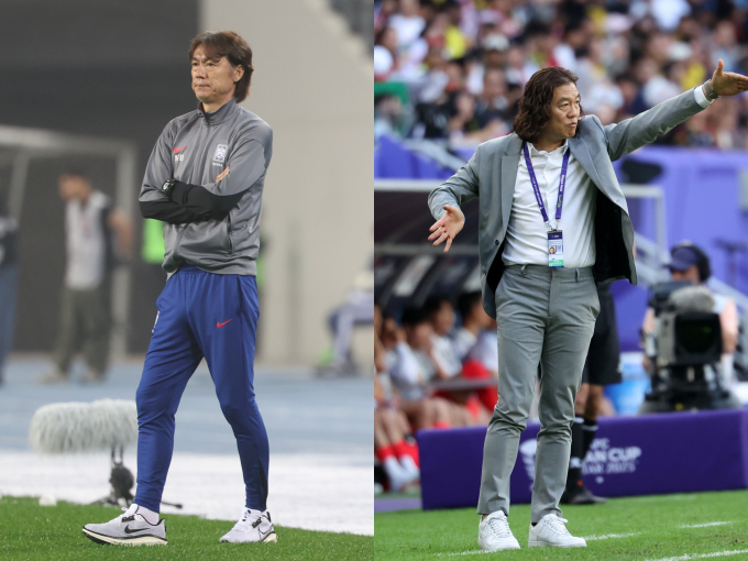 K리그1 파이널 A스플릿 1위를 달리고 있는 울산HD가 우승을 눈 앞에 두고 있다. 사진은 울산HD 전임 감독 홍명보 국가대표팀 감독(왼쪽)과 김판곤 감독의 모습. /사진=뉴시스·뉴스1