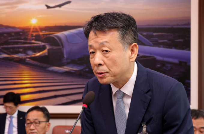 김광일 MBK파트너스 부회장이 지난 24일 오후 서울 여의도 국회에서 열린 국토교통위원회의 국토교통부, 행정중심복합도시건설청, 새만금개발청에 대한 종합감사에서 의원 질문에 답변하고 있다. / 사진=뉴시스 조성우 기자 /사진=조성우