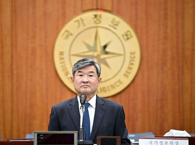 국가정보원이 북한군이 러시아에 파병을 보낸 것과 관련해 우리 국군을 우크라이나 전쟁 파병을 보내자는 의견이 제기된 것을 언급하며 "검토한 바 없다"고 밝혔다. 사진은 조태용 국정원장이 29일 서울 서초구 내곡동 국정원에서 열린 국회 정보위원회의 국정원에 대한 국정감사에 출석한 모습. /사진=뉴시스 