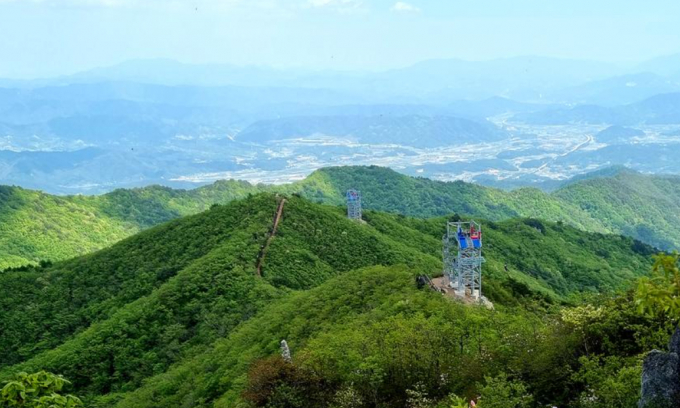 함양군 대봉산 집라인 모습./사진=함양군