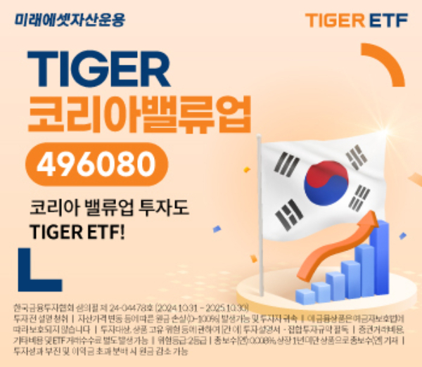 미래에셋자산운용이 오는 4일 한국거래소에 'TIGER 코리아밸류업ETF'를 신규 상장한다고 1일 밝혔다. /사진=미래에셋자산운용