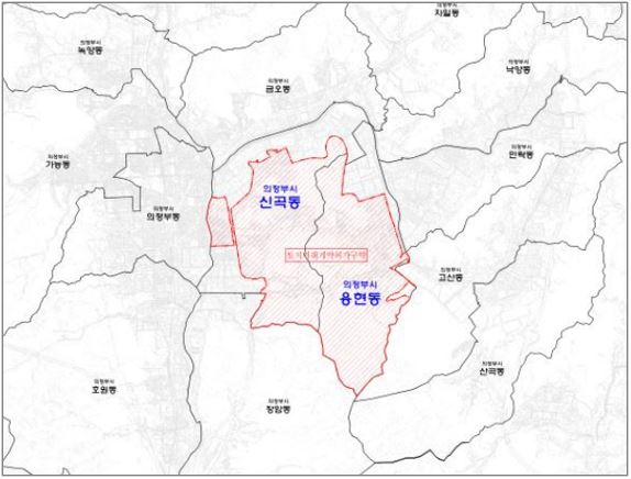 의정부 용현 공공주택지구 토지거래허가구역도./자료제공=의정부시