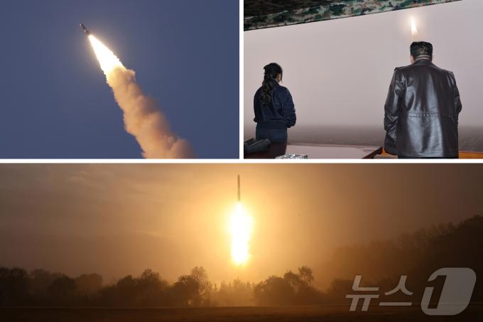 (평양 노동신문=뉴스1) = 북한의 신형 대륙간탄도미사일(ICBM) '화성-19형' 발사 장면. [국내에서만 사용가능. 재배포 금지. DB 금지. For Use Only in the Republic of Korea. Redistribution Prohibited] rodongphoto@news1.kr