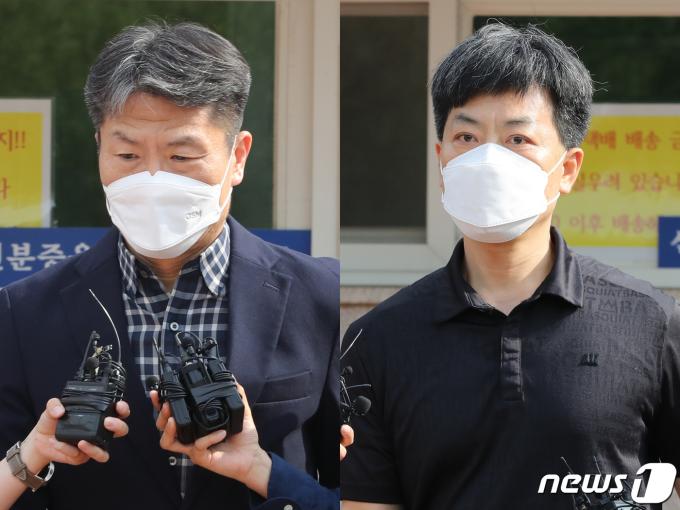 이태원 참사 부실 대응 의혹 등을 받는 이임재 전 용산경찰서장(왼쪽)과 송병주 전 용산경찰서 112상황실장 2023.7.6/뉴스1 ⓒ News1 박세연 기자