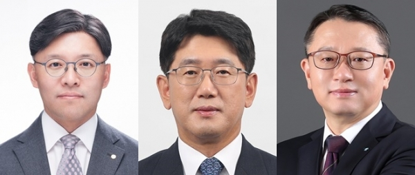 (왼쪽부터) 우리은행 유도현 경영기획그룹 집행부행장, 박장근 리스크관리그룹 집행부행장, 정진완 중소기업그룹 집행부행장 /사진-우리은행