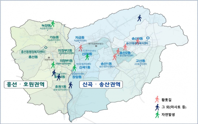 의정부 맨발 산책길 위치도./자료제공=의정부시