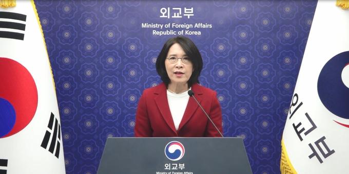 강인선 외교부 제2차관이 우크라이나 주최 제3차 식량안보 정상회의에서 화상으로 발언하고 있다.(외교부 제공)
