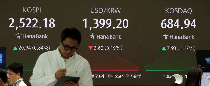 사진은 25일 서울 중구 하나은행 딜링룸. /사진=뉴시스