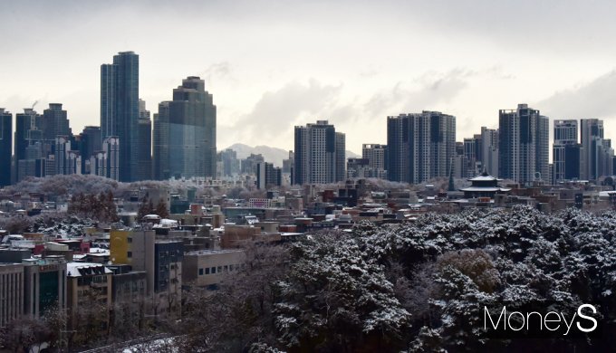 [머니S포토] 눈 덮인 서울 강남 도심