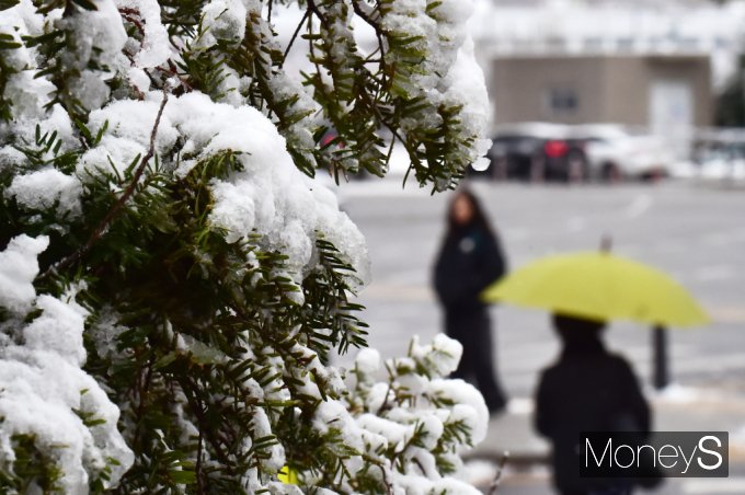 28일은 전국이 대체로 흐리고 오전까지 비 또는 눈이 내리겠다. 사진은 서울 중구 광화문 일대가 밤새 내린 눈으로 덮힌 모습. /사진=임한별 기자