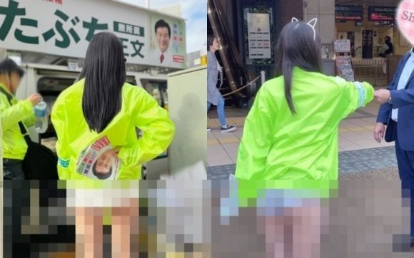 여성 선거운동원들에게 선정적인 의상을 입히고 선거운동을 진행해 논란이 된 일본 중의원 선거 후보가 공직선거법 위반 혐의로 경찰에 체포됐다./사진=엑스 캡쳐