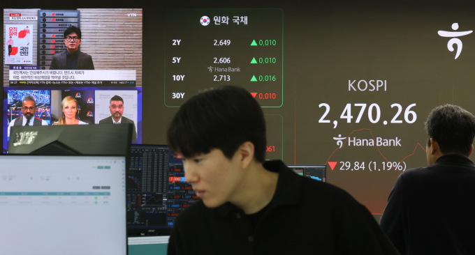 사진은 4일 서울 중구 하나은행 딜링룸. /사진=뉴시스