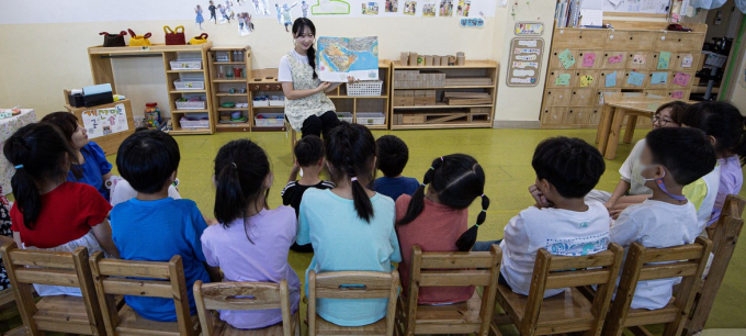 영·유아학교 시범운영기관으로 선정된 서울 중랑구 면일어린이집(국공립)에서 어린이들이 지나나 9월 수업을 듣는 모습. 사진제공=뉴스1 