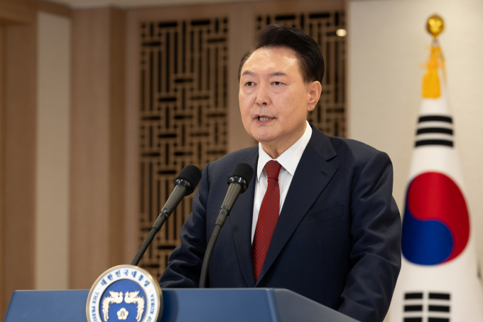 사진은 10일 오전 대국민 담화를 진행하는 윤석열 대통령. /사진=뉴시스(대통령실 제공)