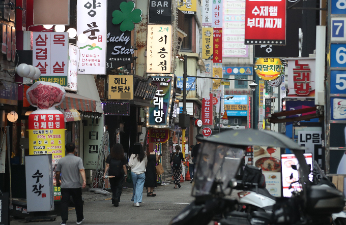 계엄사태 여파로 소상공인 10명 중 9명가량은 매출과 방문 고객 수가 감소했다. 지난 7월 서울 종로구 먹자골목에 시민들이 지나가고 있다. /사진=뉴스1