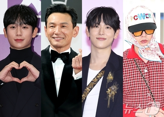 (왼쪽부터) 정해인, 황정민, 임시완, 지드래곤 ⓒ 뉴스1 DB